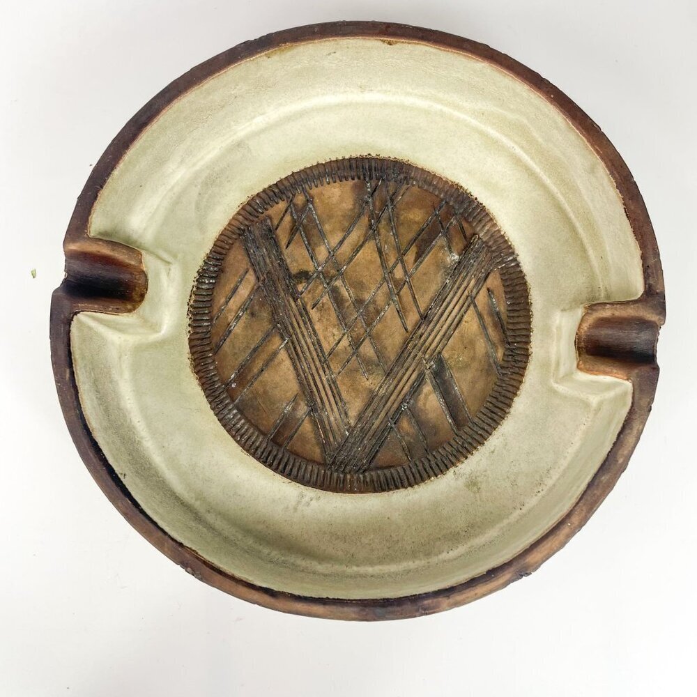 Vintage Bitossi Sgraffito Brown Mid Century Modern Ashtray Incised Geometric - Picture 6 of 8